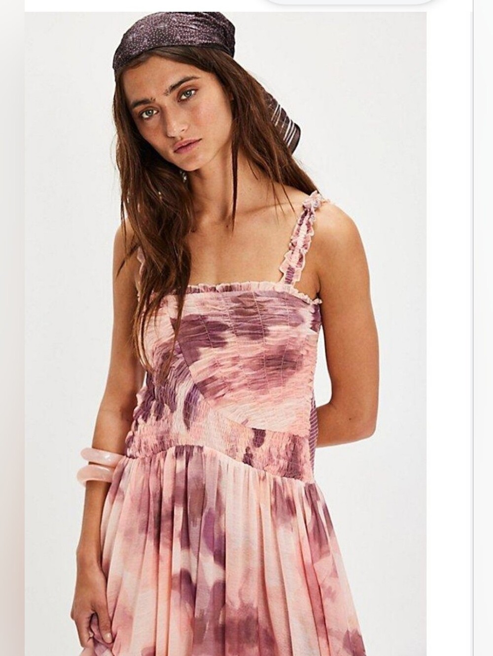 Free People Women's Pink Tessa Smocked Midi Dress size Large brand new - Picture 7 of 7
